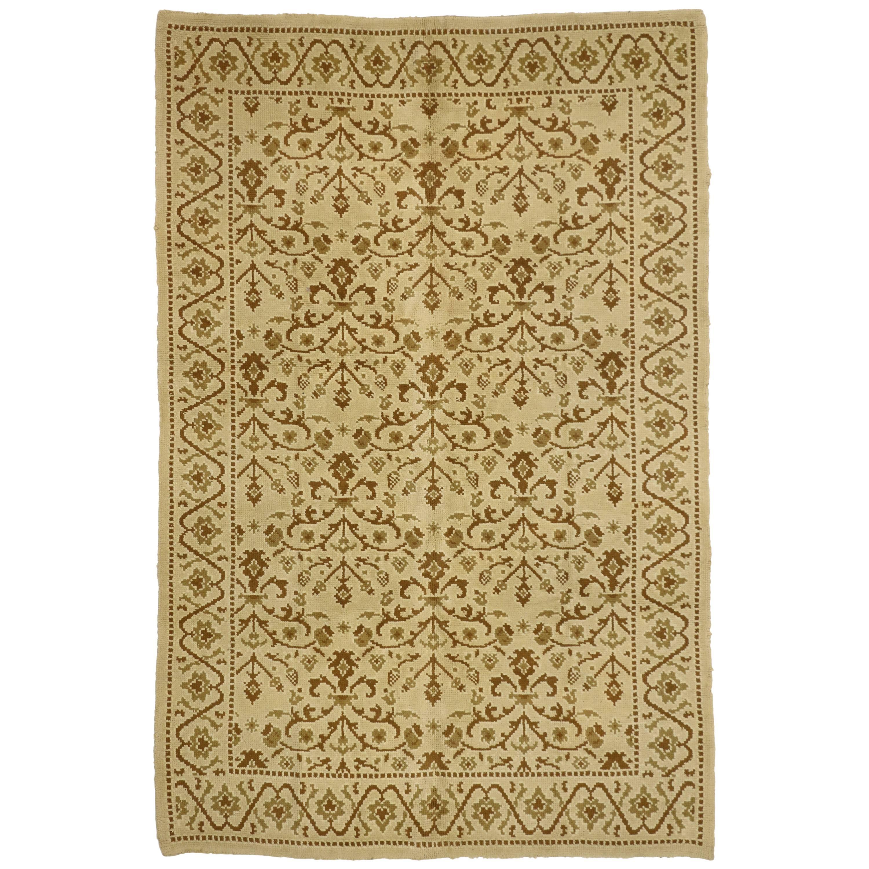 Vintage Spanish Rug with Transitional Style For Sale