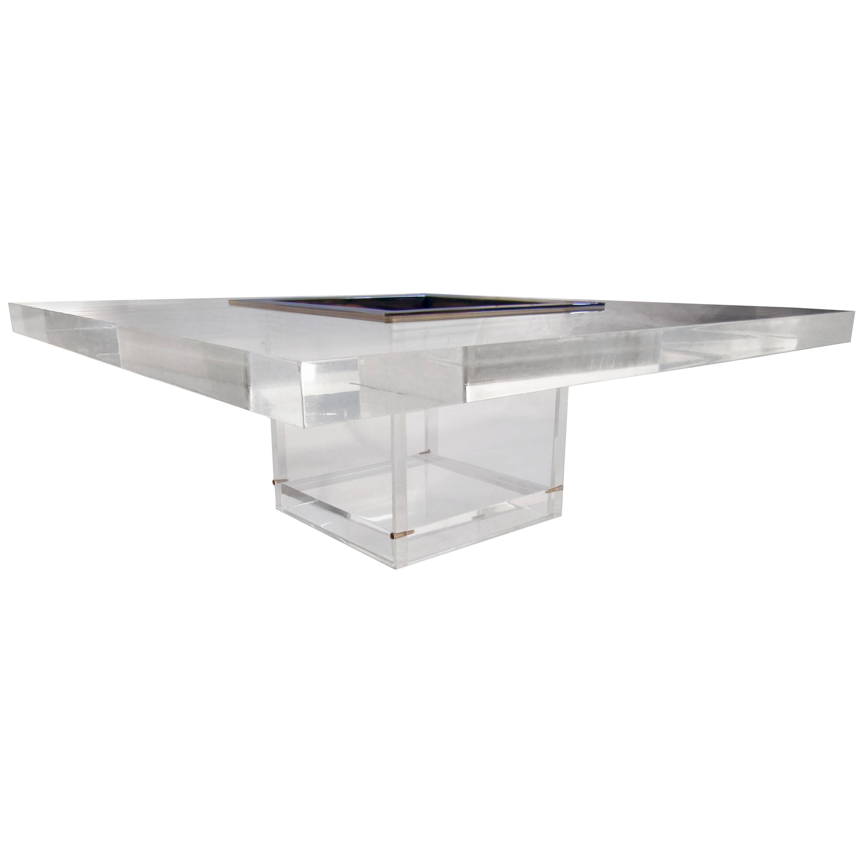 1960s Michel Pigneres Cocktail Table or Dry Bar Lucite and Chrome France, 1969 For Sale