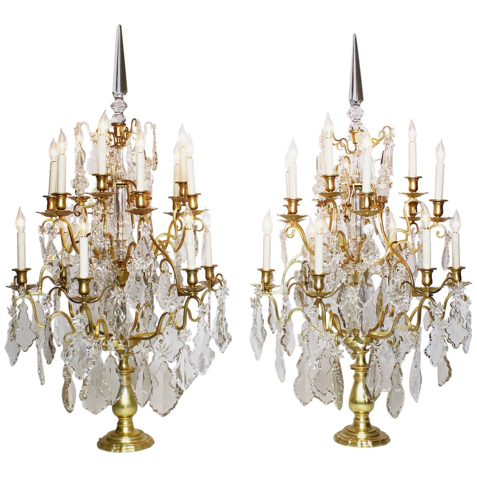 Palatial Pair of French, 19th-20th Century Louis XV Style Girandoles Table Lamps