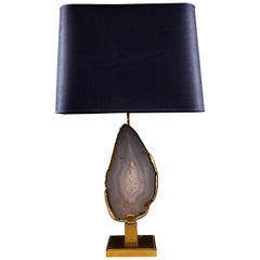 Large Agate Table Lamp Signed by Christian Krekels