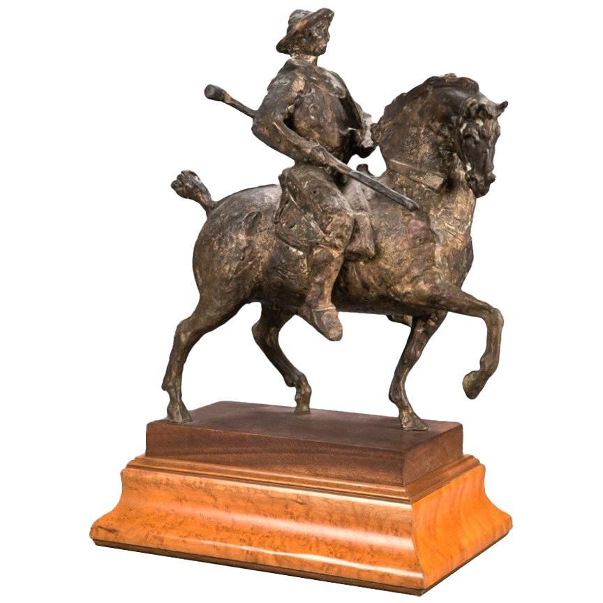 20th Century Venancio Blanco Bronce Figure of a Spearman on Horseback