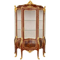 French Rococo Style Mahogany and Vernis Martin Display Cabinet 