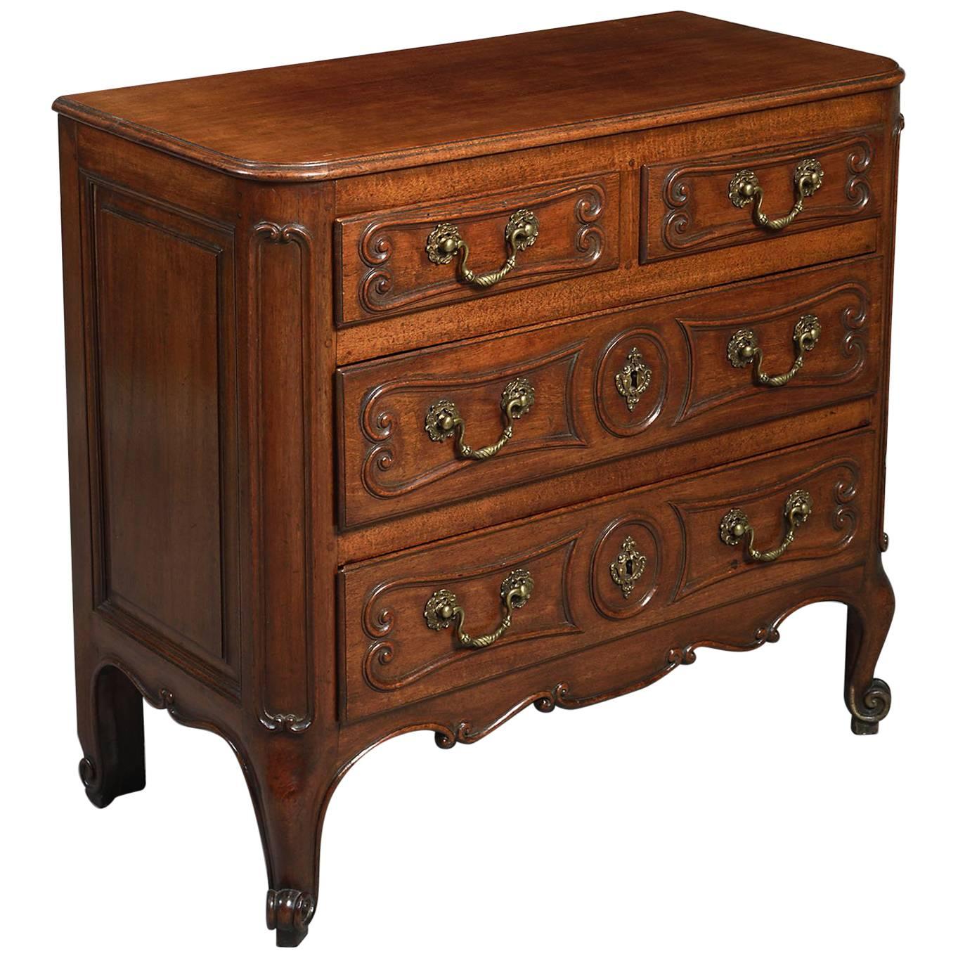 18th Century Louis XV Provincial Walnut Commode or Chest of Drawers For Sale