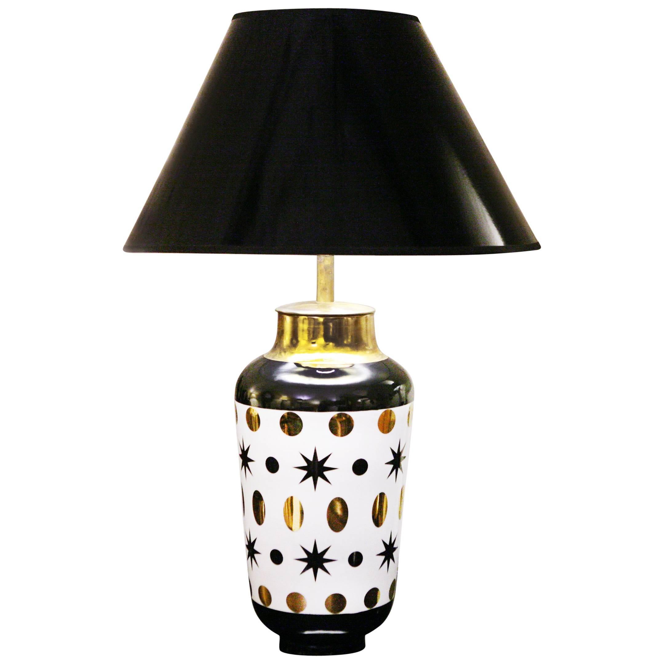 Black Stars Table Lamp in Porcelain For Sale