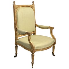 18th Century French Louis XVI Giltwood Fauteuil or Armchair