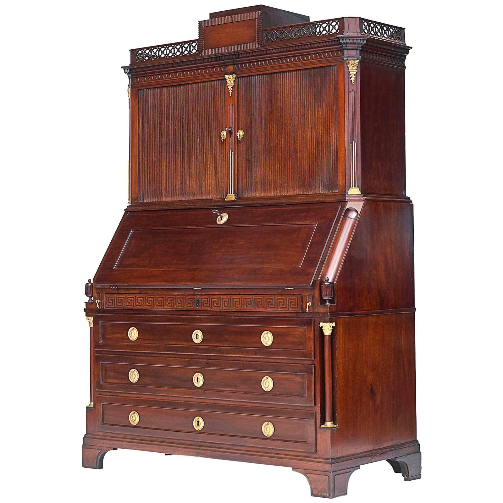 Danish Louis XVI Secretaire mahogany, by Harsdorff, circa 1780-1790