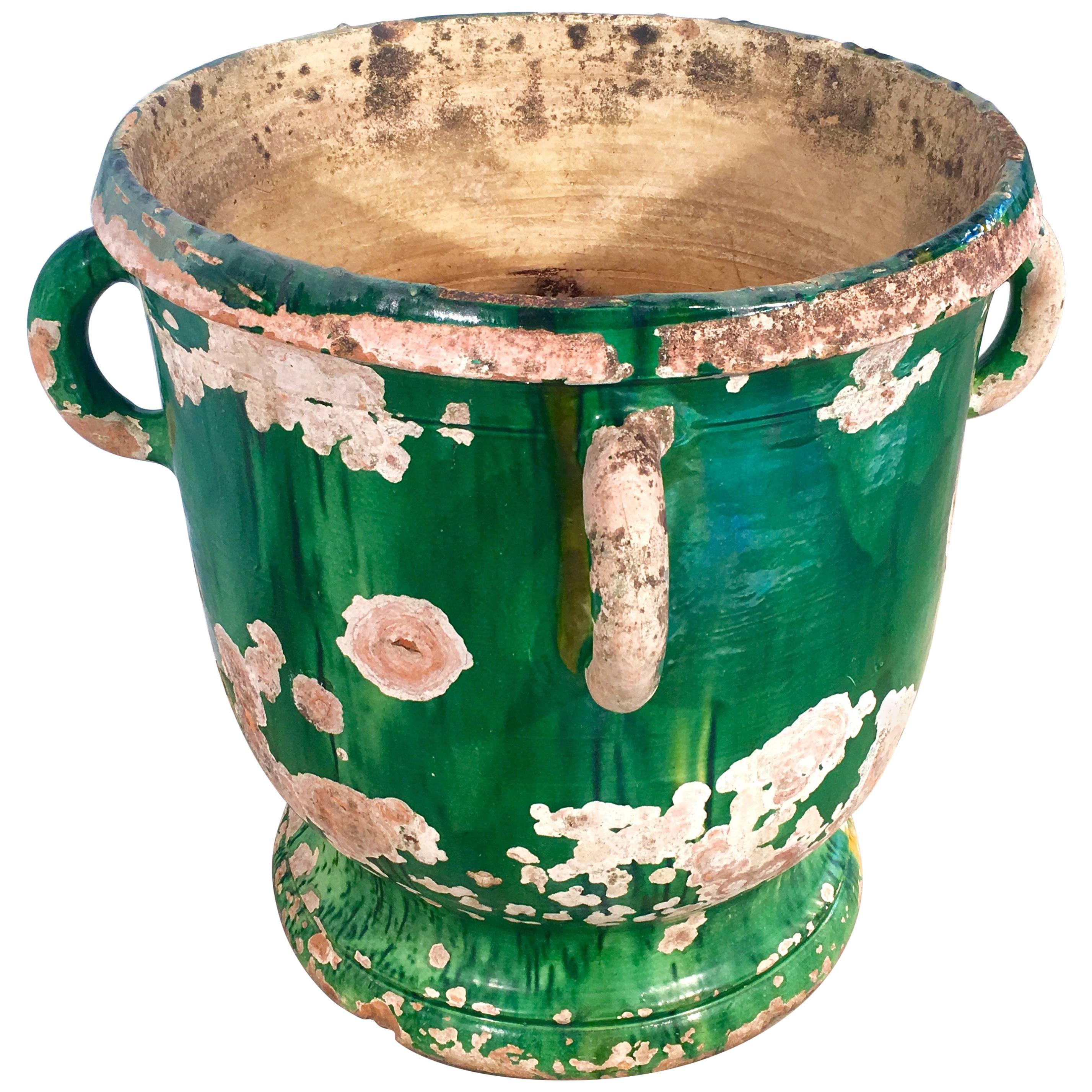 French 19th Century Green-Glazed Castelnaudary Pot/Planter