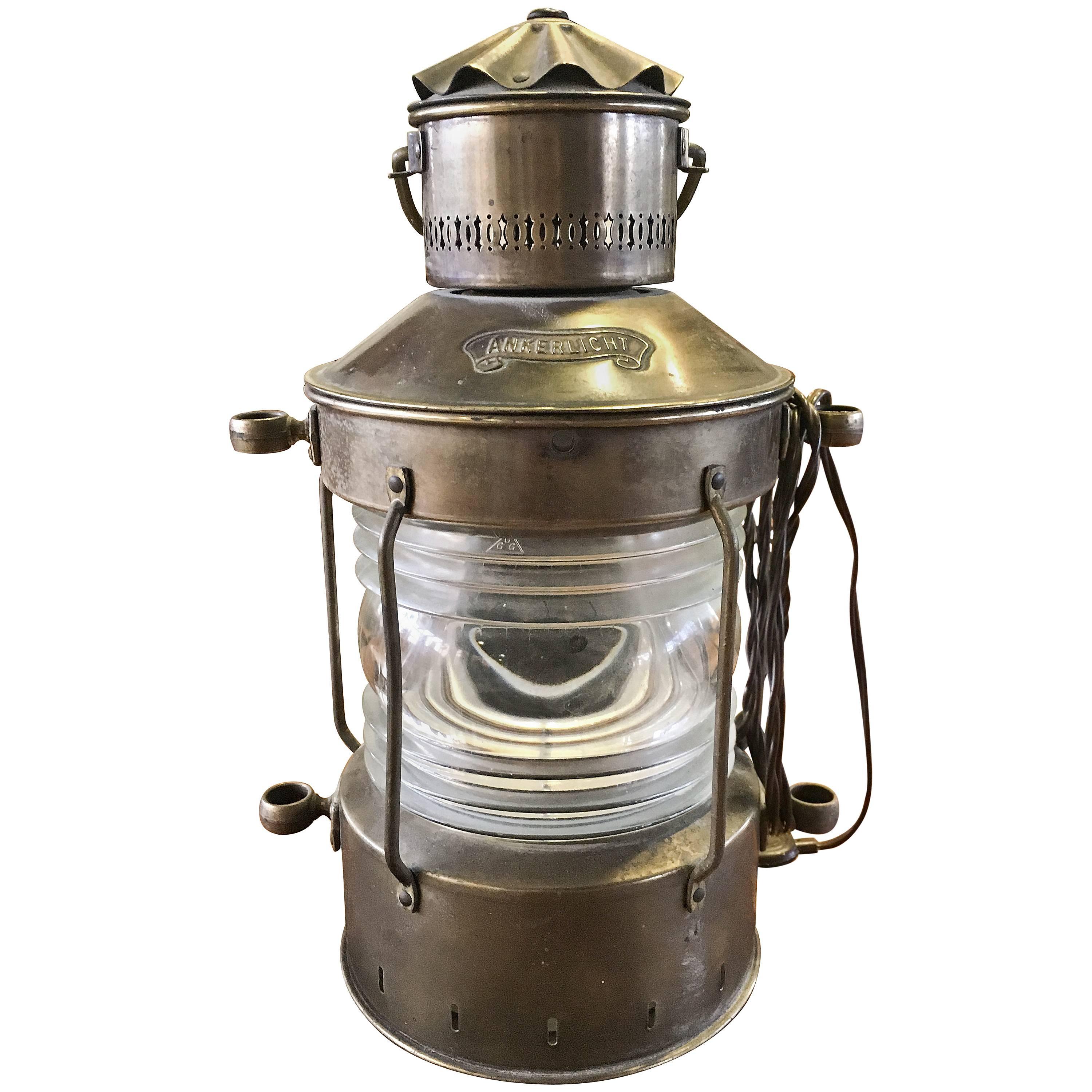 19th Century Brass Electrified Lantern Ankerlicht, Netherlands 