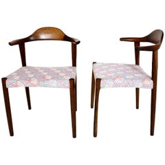 Vintage Pair of Bull Horn Chair by Harry Østergaard for Randers Møbelfabrik Teak