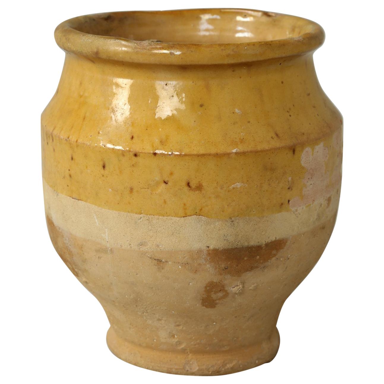 Tres Petite French Mustard Glazed Pottery Confit Pot