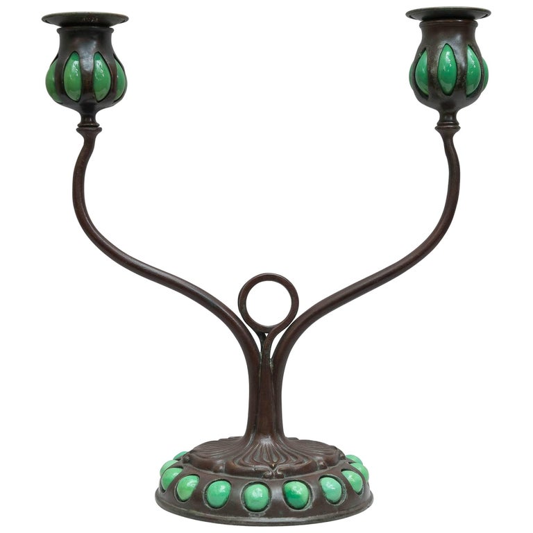 Tiffany Studios Double Arm Candlestick at 1stDibs