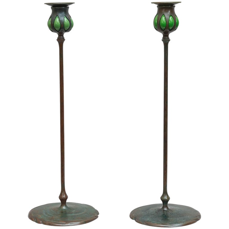 Pair of Tiffany Studios Candlesticks at 1stDibs