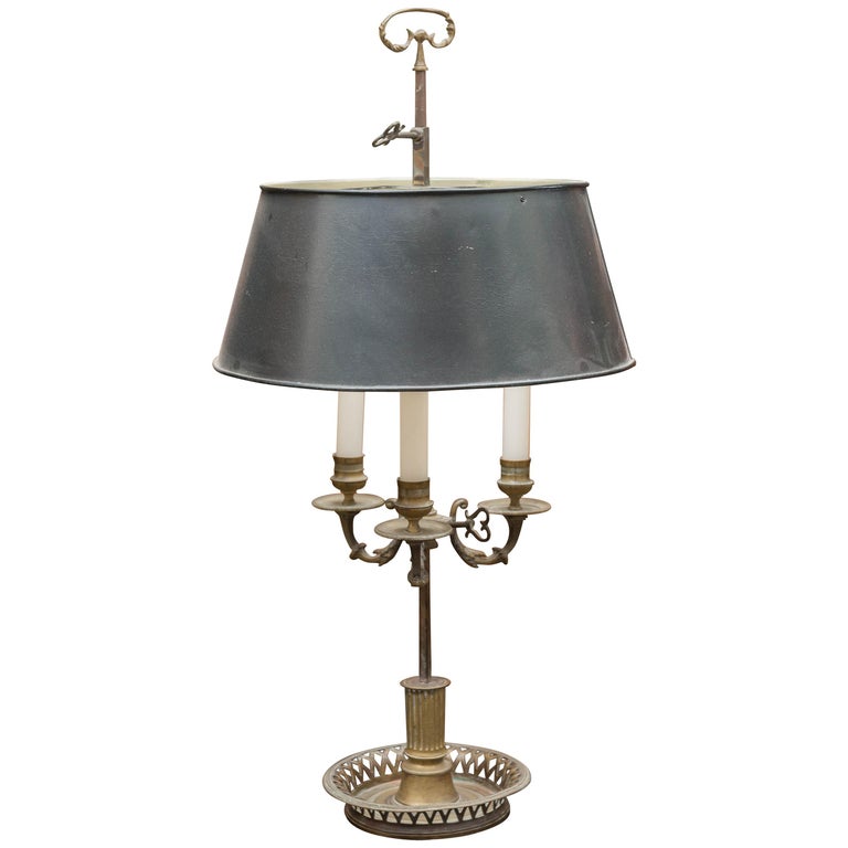 Mid19th Century Bouliotte Lamp, Three Socket Candle Cluster and Tole