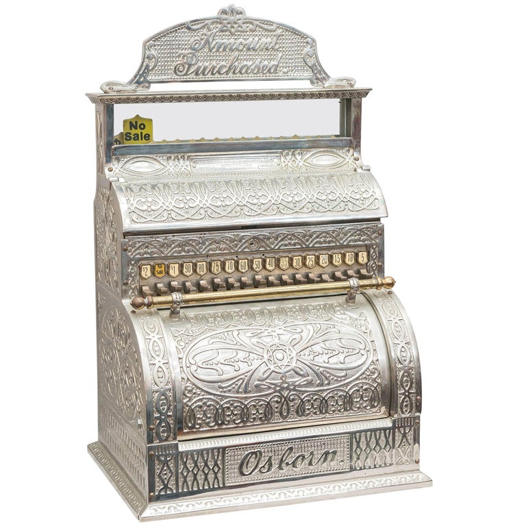 Antique Nickel Plated Cash Register by Osborn Co. For Sale at 1stDibs