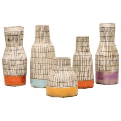 Contemporary Sculptural Hand-Painted Ceramic Vases 