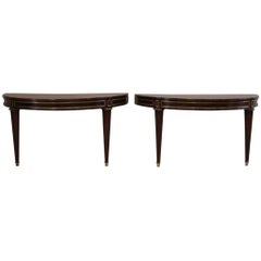 Pair of Louis XVI Style D-End Mahogany Console Tables