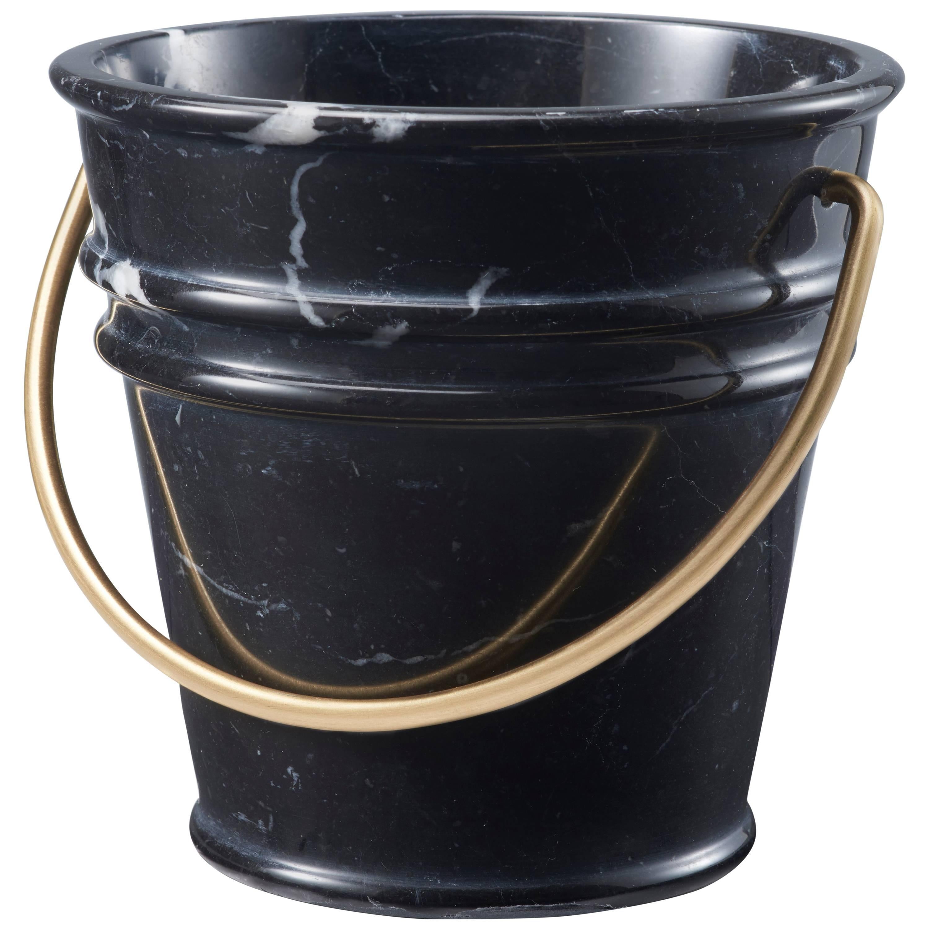 Ice Ice Baby Bucket in Marquina Marble by Lorenza Bozzoli for Editions Milano For Sale