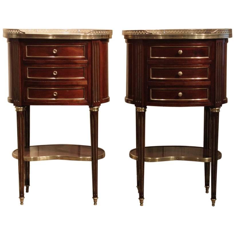 Fine Pair of Napoleon III French Oval Side Tables
