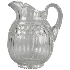 Large American Faceted Glass Pitcher, circa 1900