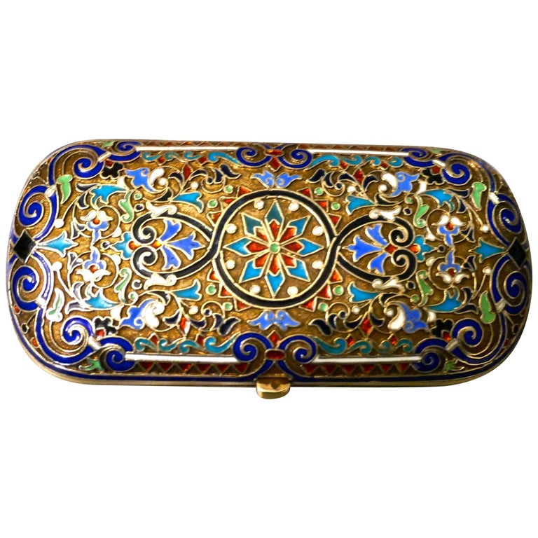 Early 20th Century Russian Silver Gilt Cloisonné Case For Sale