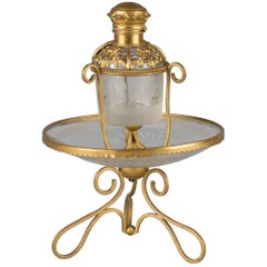 French Metal Mounted and Engraved Glass Perfume Bottle, circa 1890