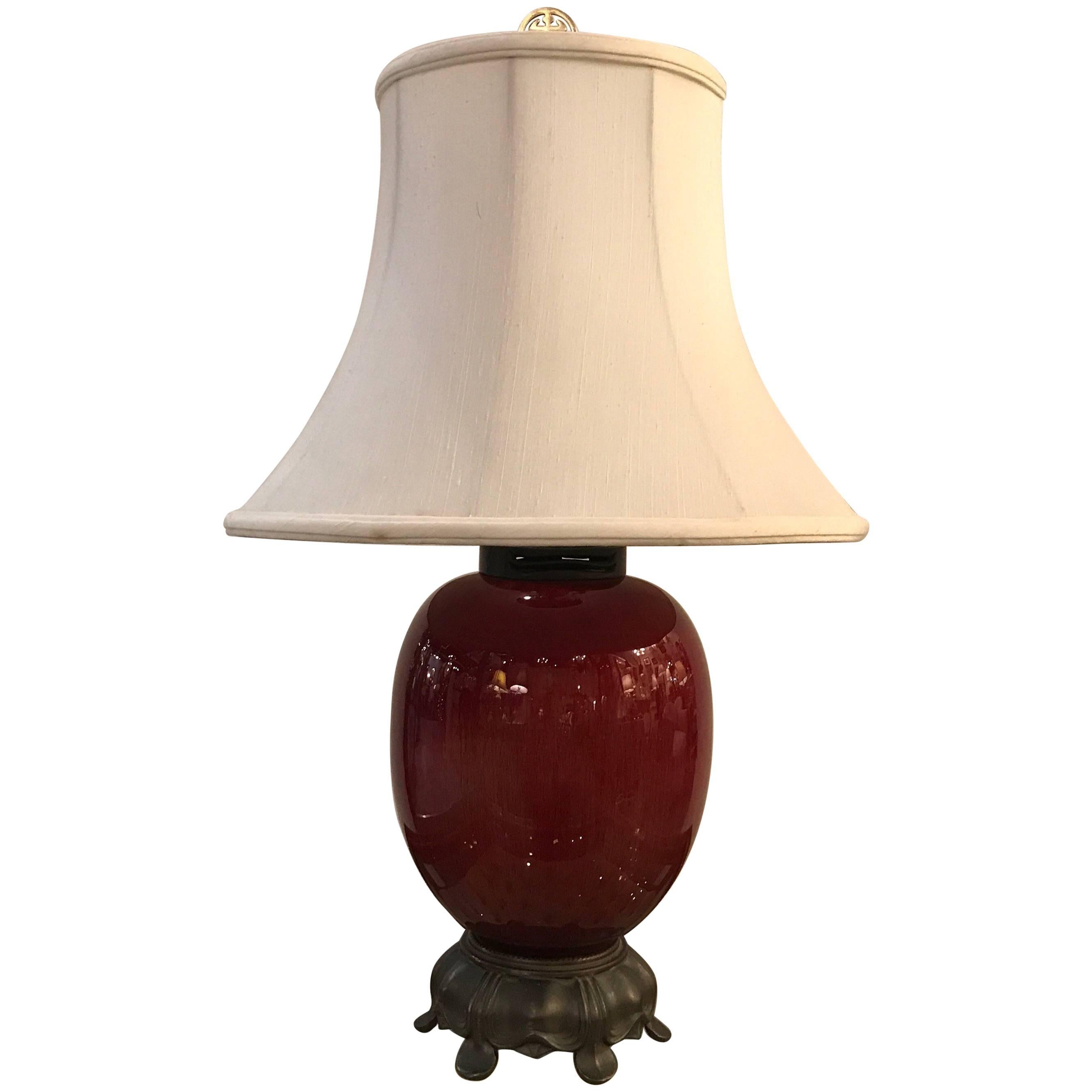 1920's Art Deco Sung De Boeuf Lamp, USA For Sale