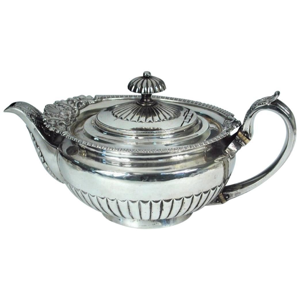 George IV, Silver Teapot,  by William Eley II, London, 1823 For Sale