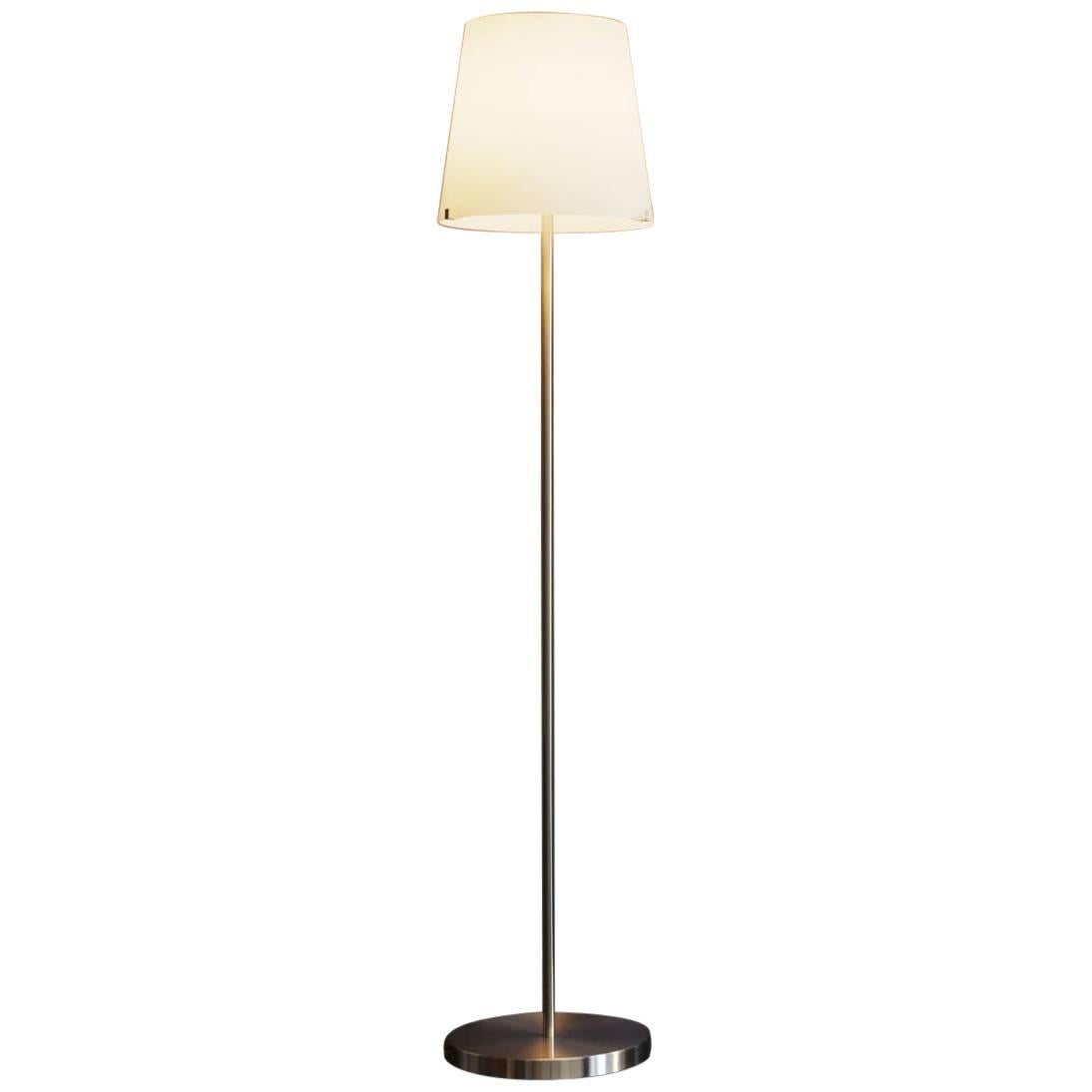 "3247" White Frosted Blown Glass Floor Lamp Designed by FontanaArte For Sale