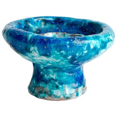 Vintage Bright Blue Ceramic Dish