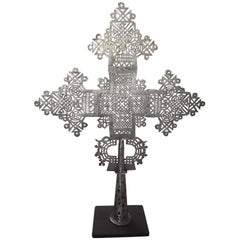 Antique Ethiopian Cross on Stand