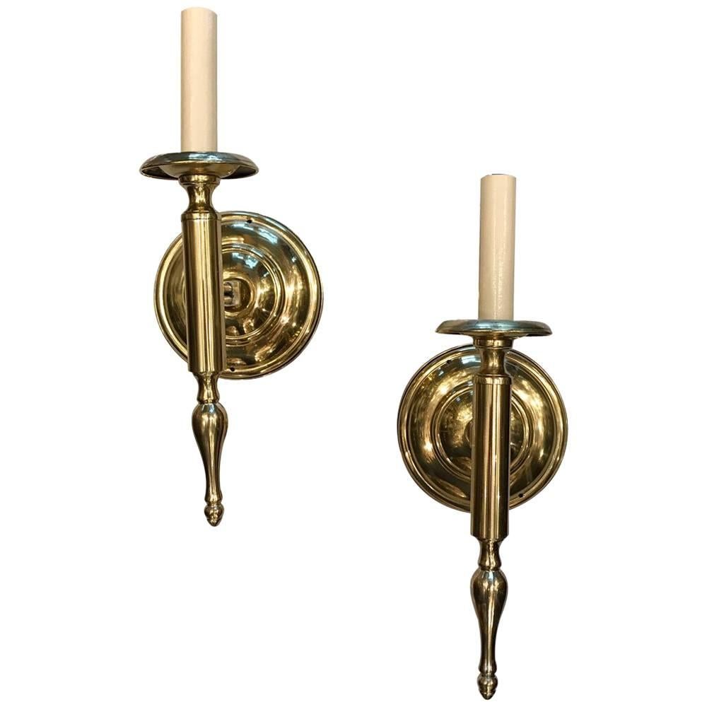 Set of Eight Neo Classic Gilt Sconces For Sale
