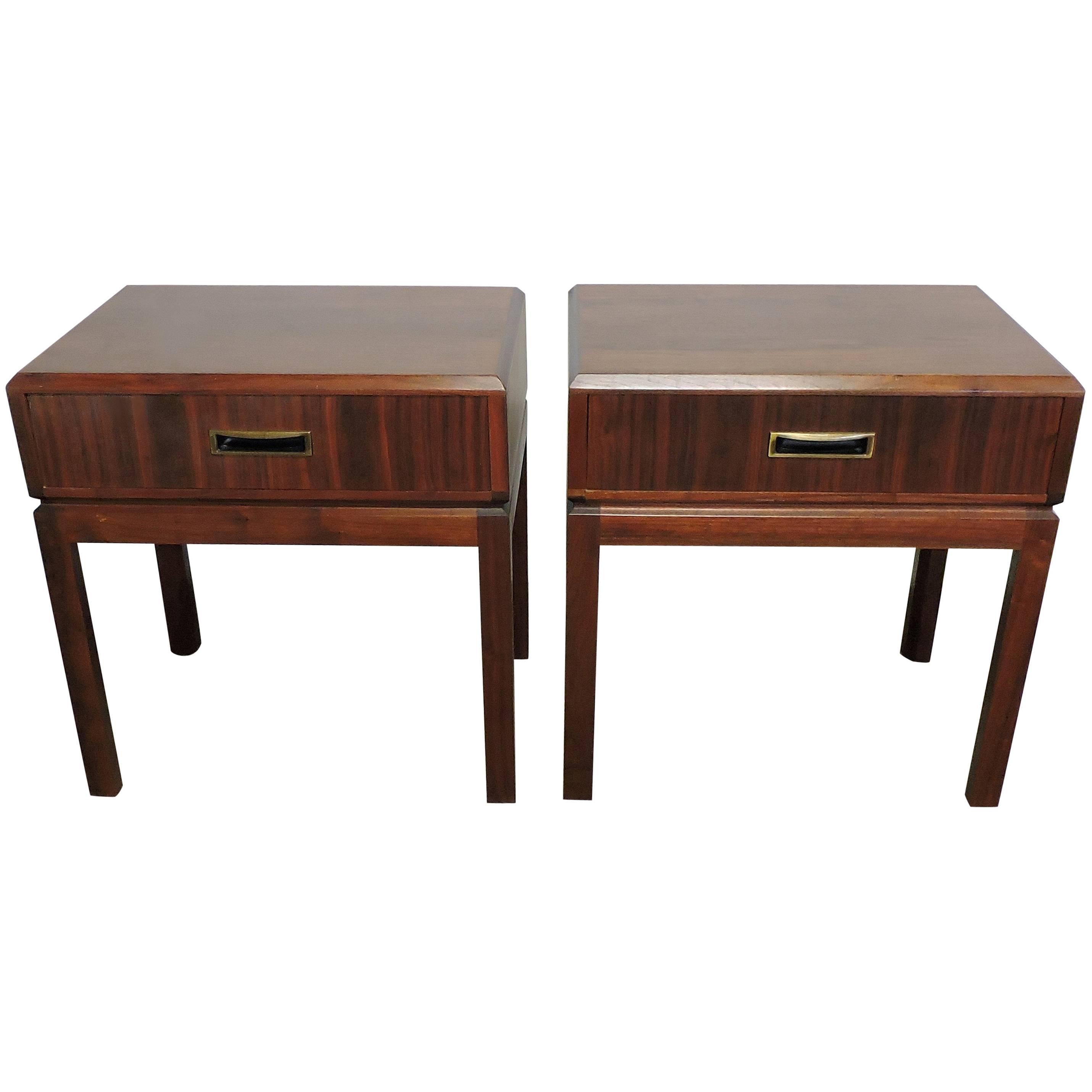 Pair of Founders Mid-Century Modern Walnut Nightstands or End Tables 