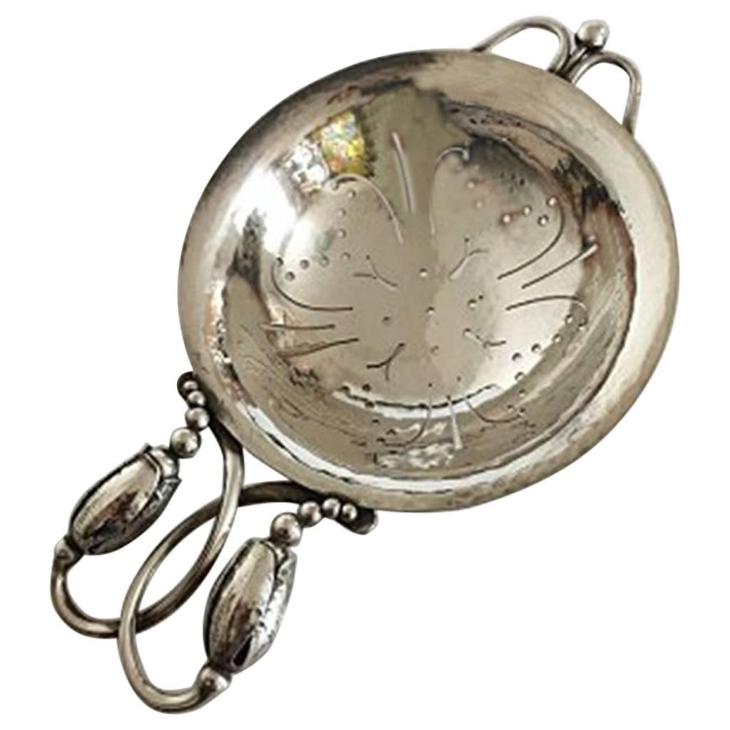 Jensen Sterling Silver "Blossom" Tea Strainer No. 84 For Sale at