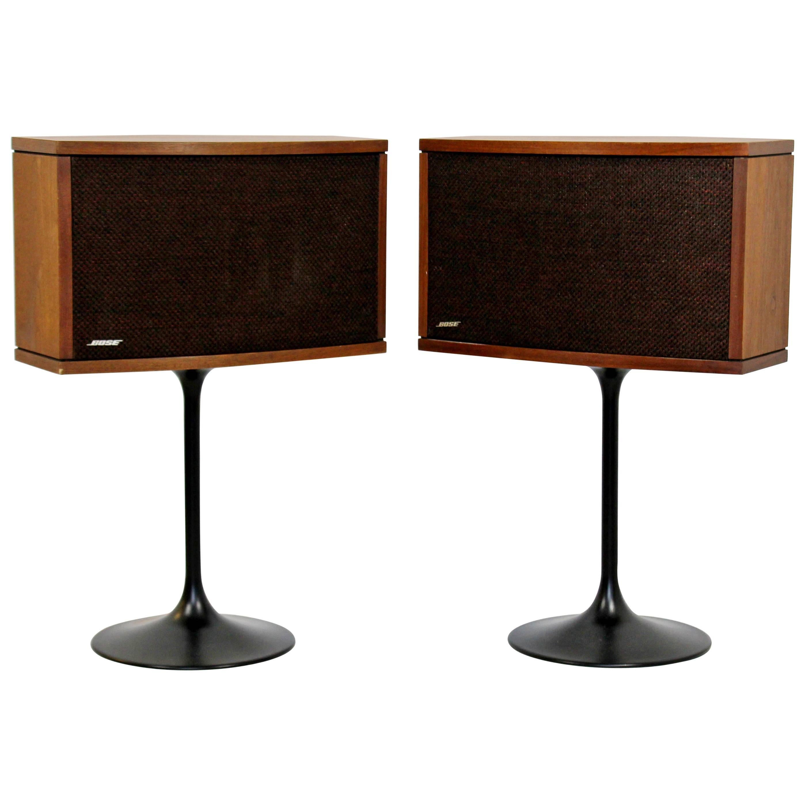 Mid-Century Modern Pair of Bose Speakers on Eero Saarinen Tulip Bases, 1970s