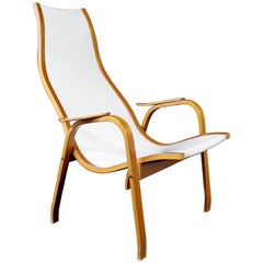 Mid-Century Modern White Vinyl Lamino Bentwood Chair Made in Sweden, 1950s