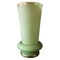 1940s Art Deco Green Opaline Vase Cup