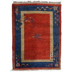 Antique Art Deco Chinese Nichols Rug, Urn and Floral, 20th Century