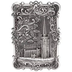 Antique American Silver Card Case Leonard & Wilson Trinity Church New York 19th Century