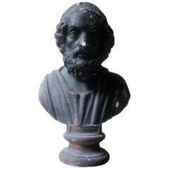 Decorative Black Painted Plaster Portrait Bust of Homer, circa 1900