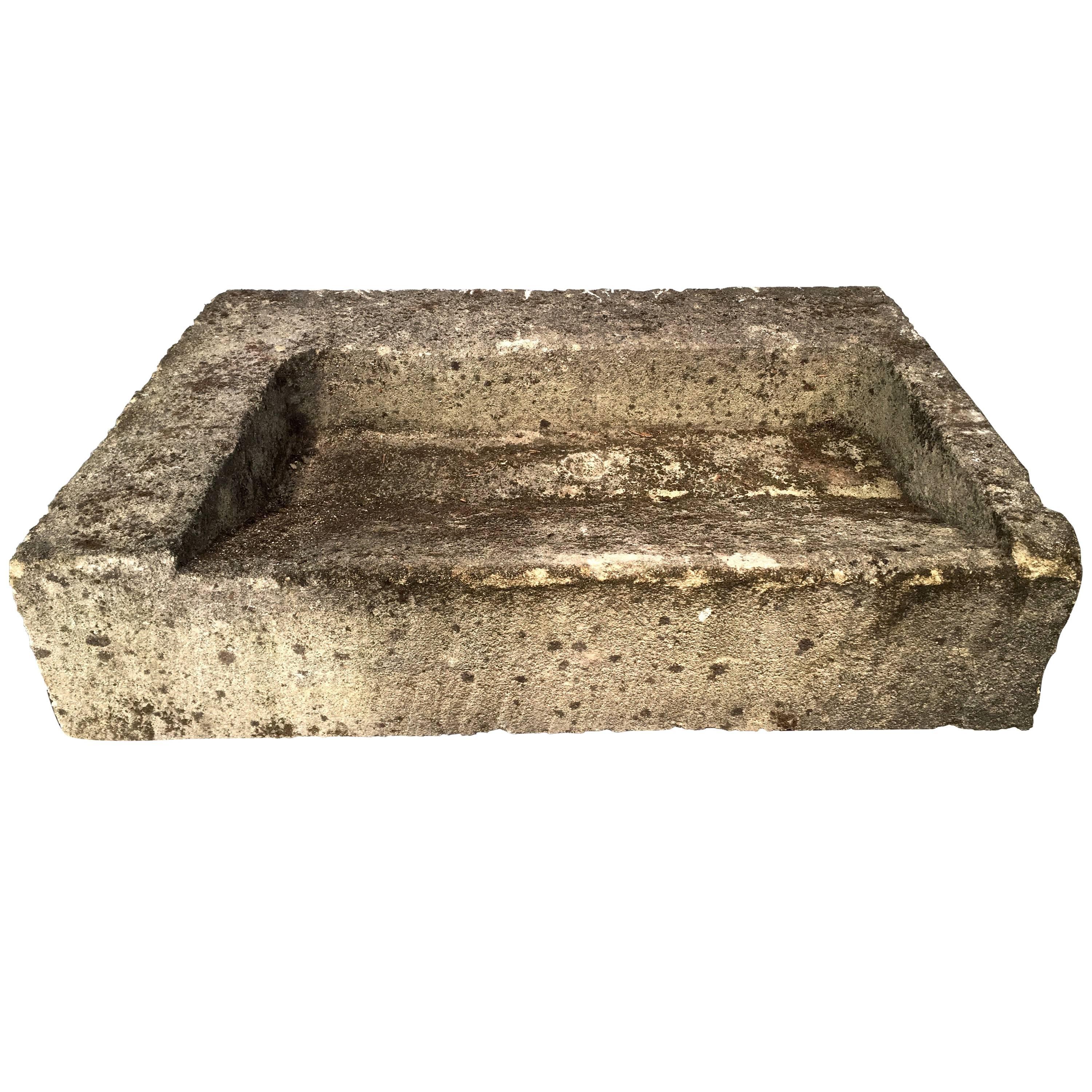 French Midcentury Carved Stone Sink