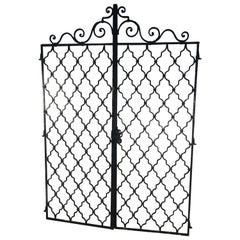 Pair of Tall Arched French Beaux Arts Wrought Iron Gates