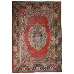Antique Persian Hand Knotted Mahal Carpet, Floral, Early 20th Century