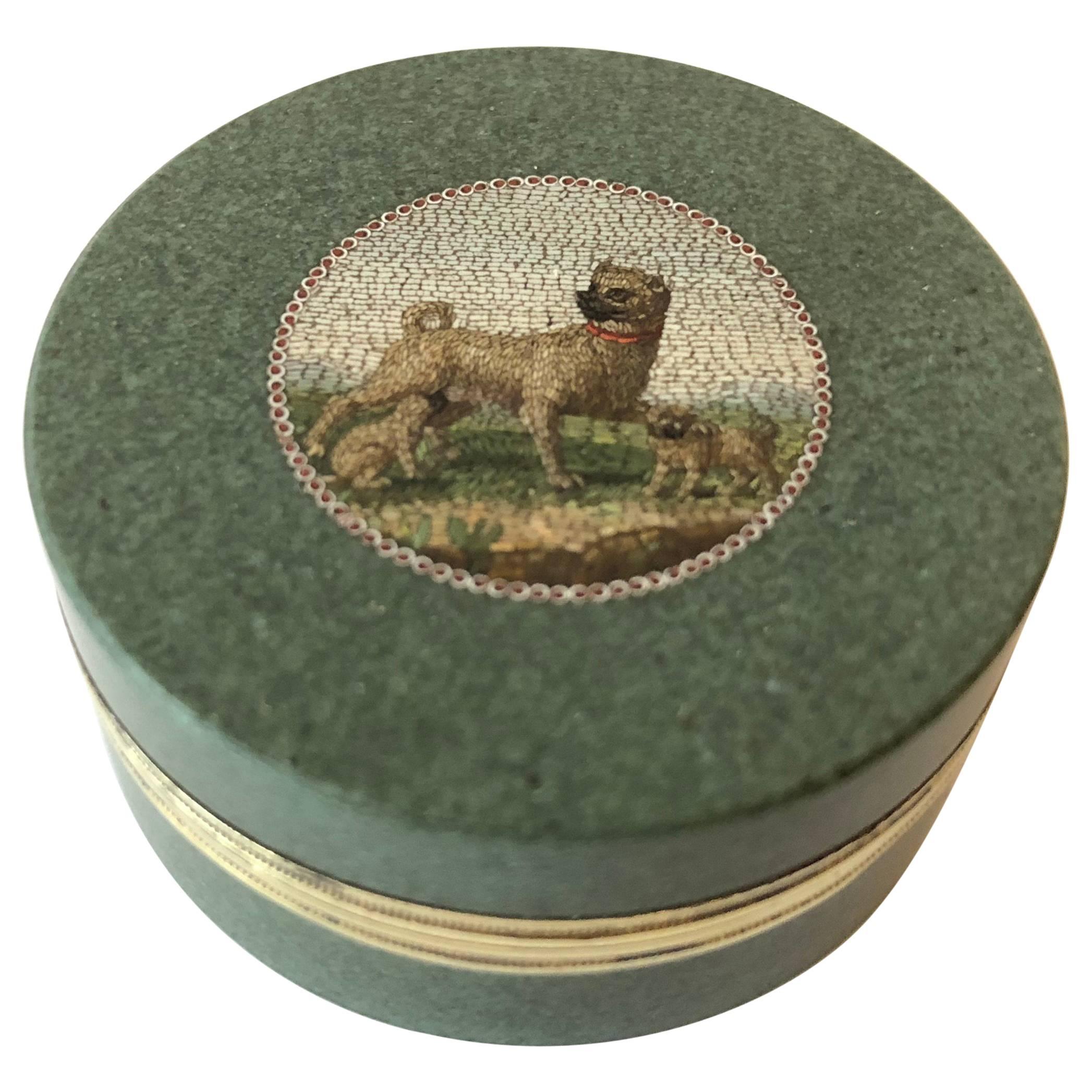 Small Hardstone Box Set with a Micromosaic Attributed by Giacomo Raffaelli For Sale