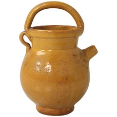Petite Antique French Pottery Jug with Handle and Spout