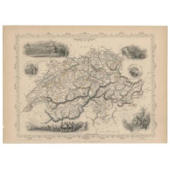 Used Map of Switzerland by J. Tallis, circa 1851