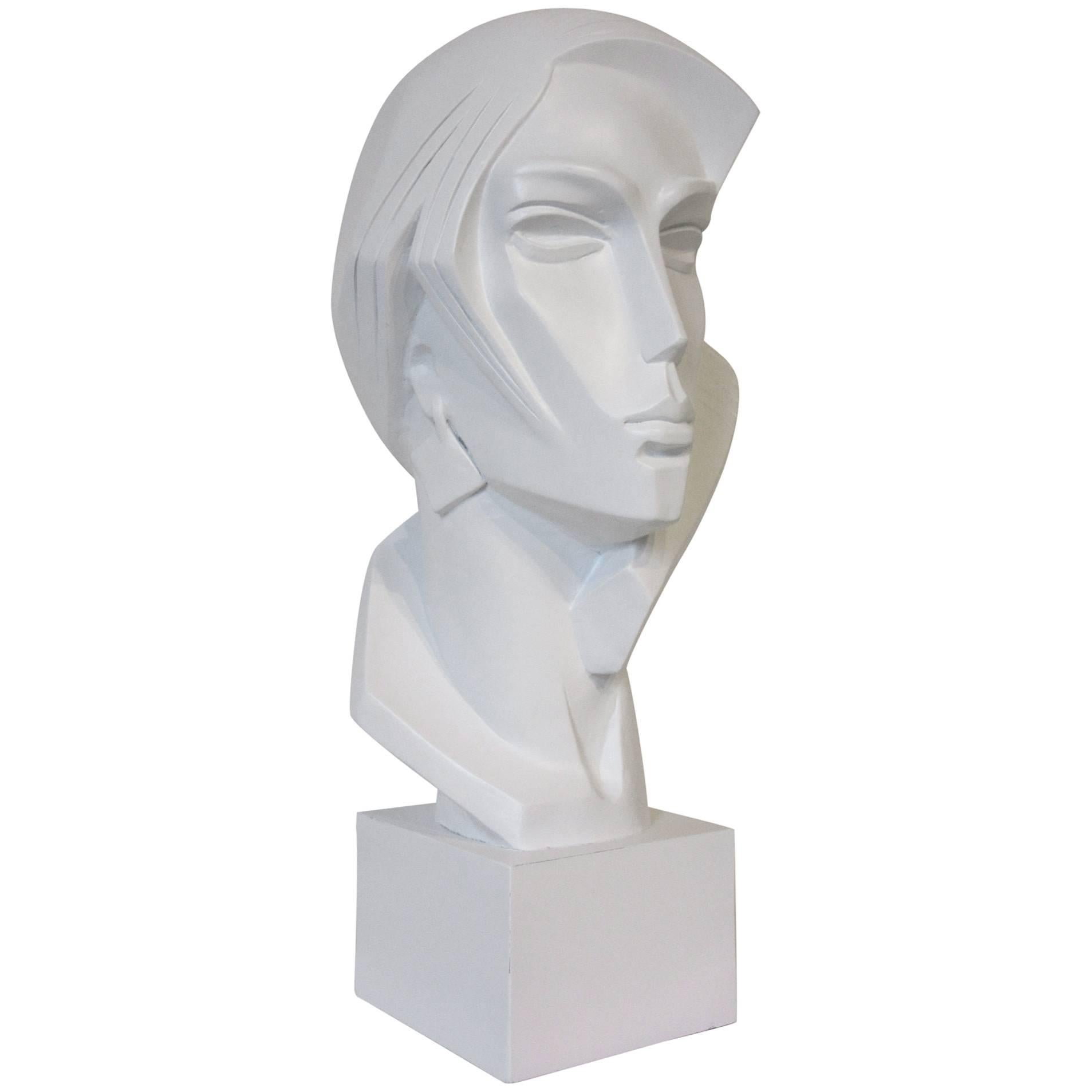 Grande sculpture de tête féminine des années 1980 par Austin