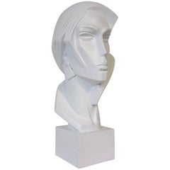 1980s Large Female Head Sculpture by Austin