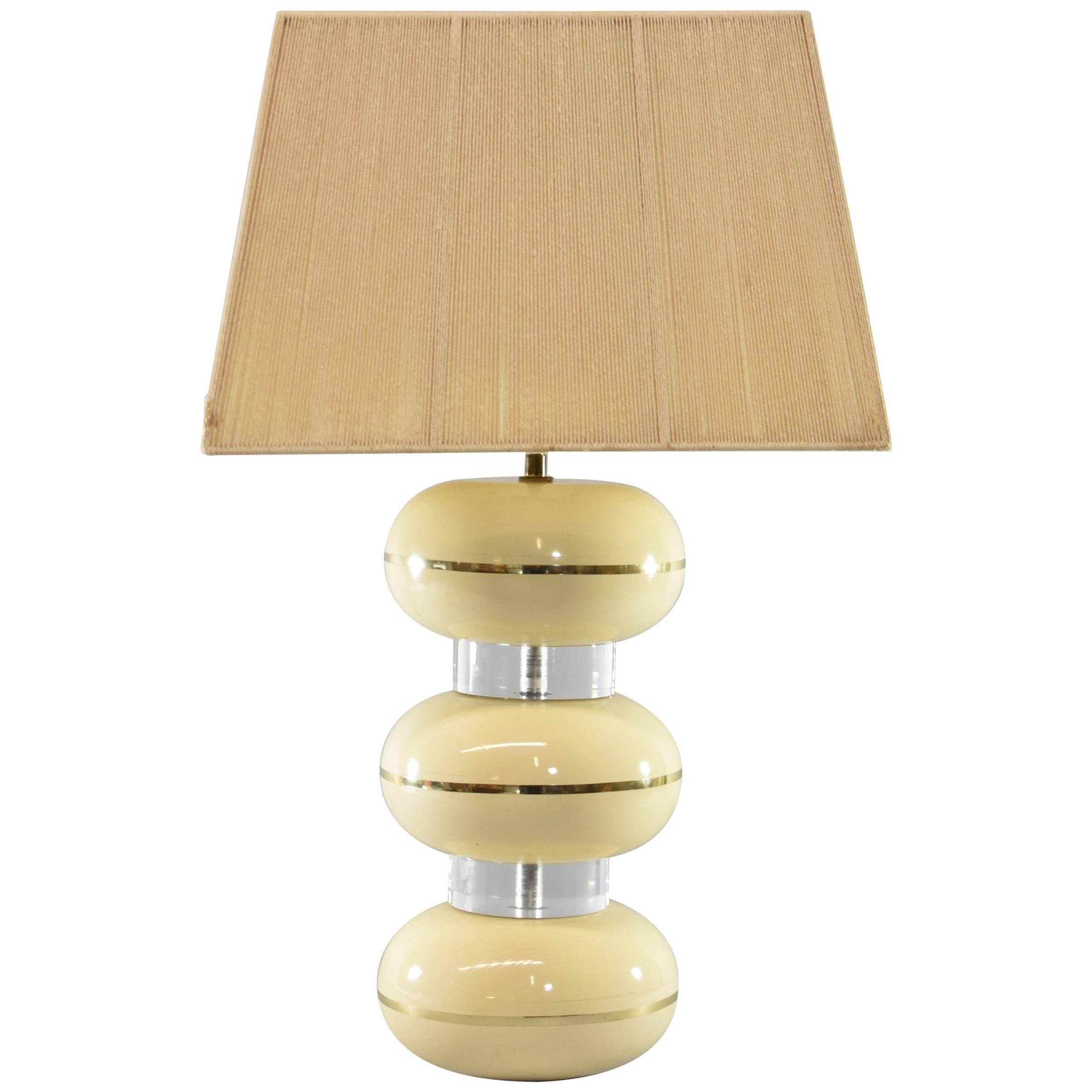 Mid-Century Modern-Tischlampe mit String-Schirm von Karl Springer