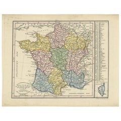 Carta geografica antica della Francia di Van Baarsel (1820 circa)