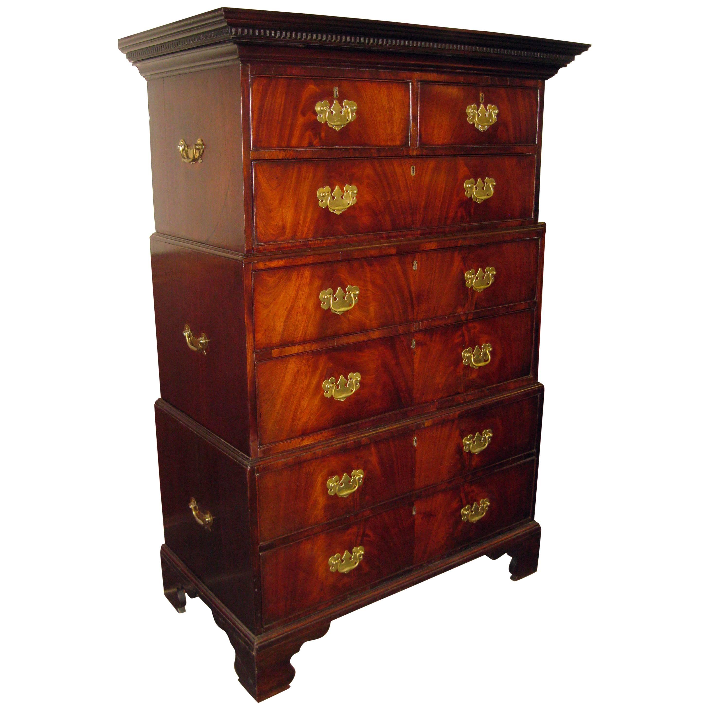 18th century English Mahogany Triple Chest on Chest Large Size